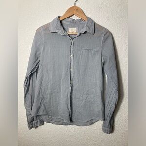 Love h8 pinstripe blue white button down shirt blouse Medium 100% cotton